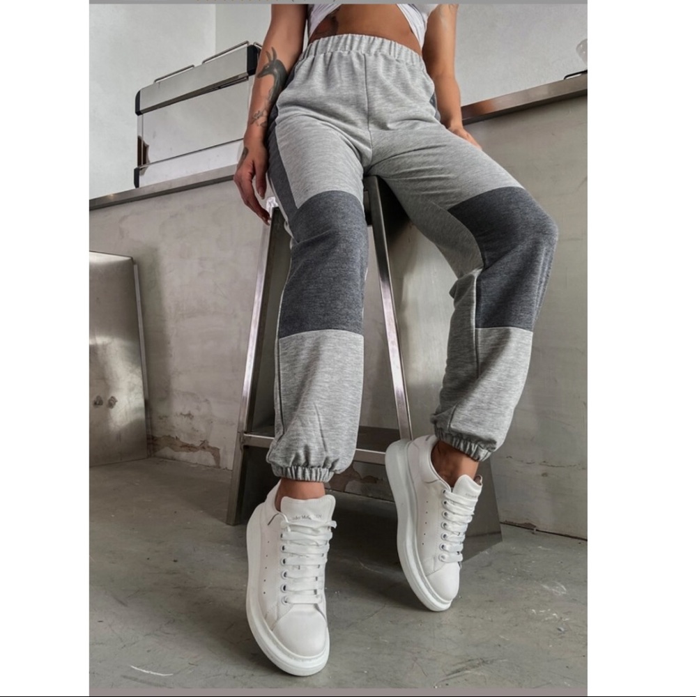 SHEIN Grey Colorblock Two Tone Elastic Waist Jogger Sweatpants Size Medium